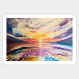 Be a Rainbow, rainbow sunset, sunset print, beach art, colorful sunset, ocean painting, ocean prints, colorful sunset Sticker